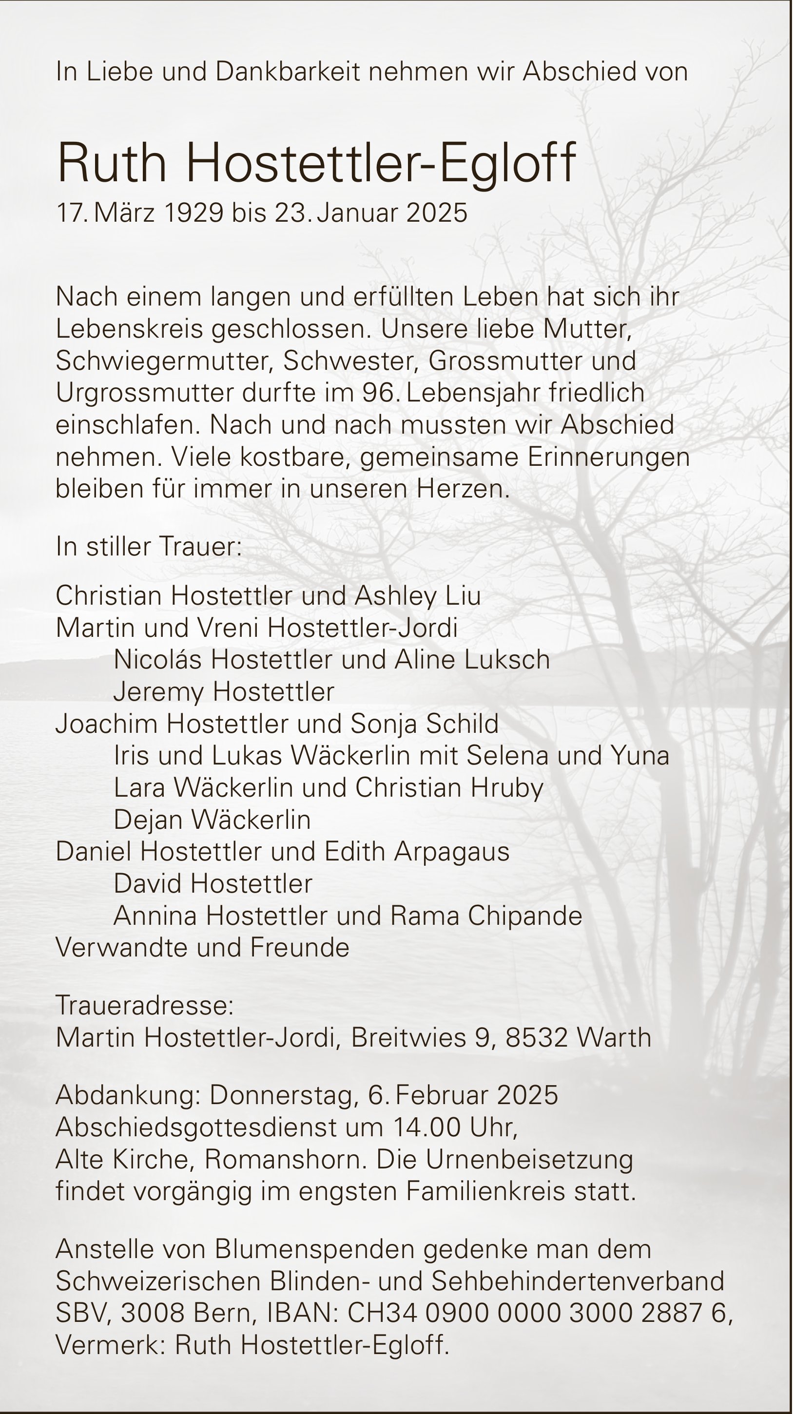 Hostettler-Egloff Ruth, Januar 2025 / TA