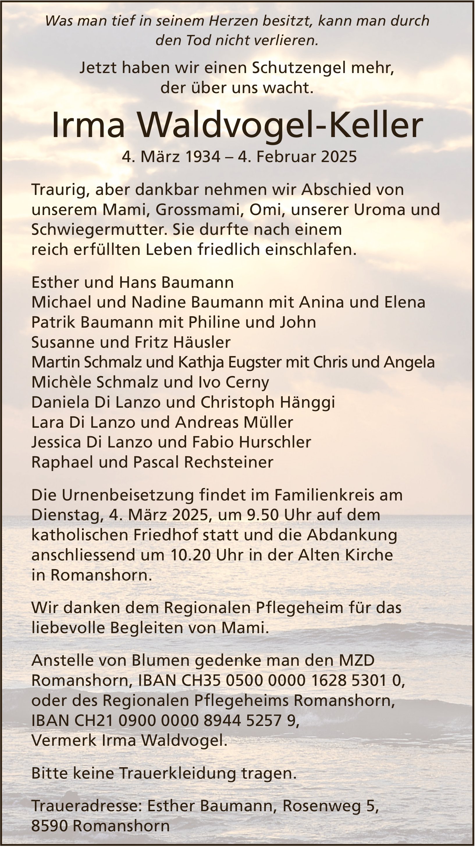 Waldvogel-Keller Irma, Februar 2025 / TA
