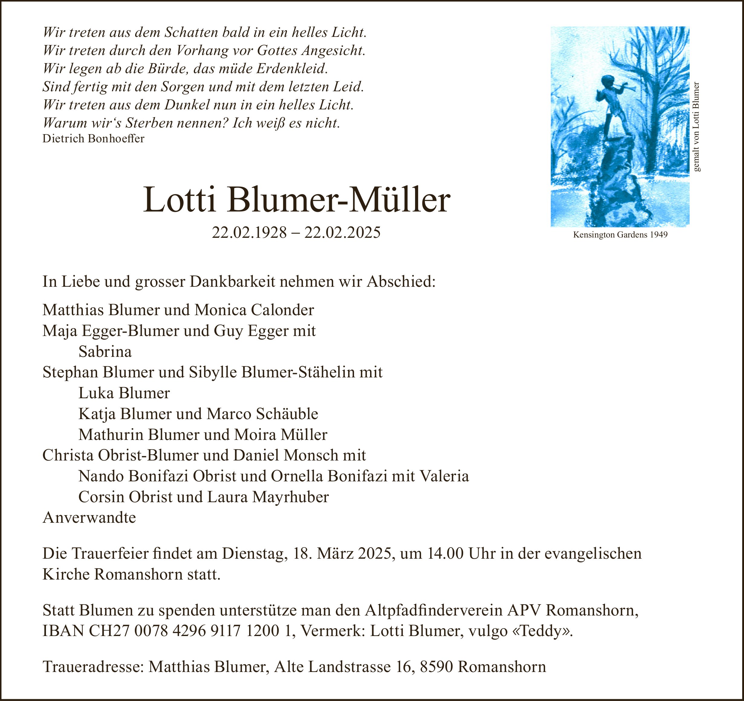 Lotti Blumer-Müller, Februar 2025 / TA