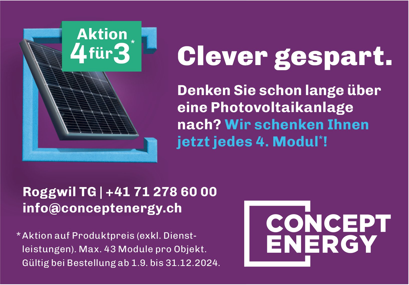 CONCEPT ENERGY, Roggwil - Clever gespart. Aktion 4 für 3.